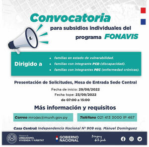 MUVH abre postulación a subsidio dirigido a familias con integrantes con discapacidad o enfermedad crónica - .::Agencia IP::.