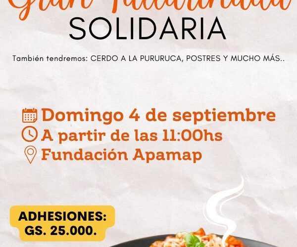 Tallarinada de APAMAP será el 04 de setiembre