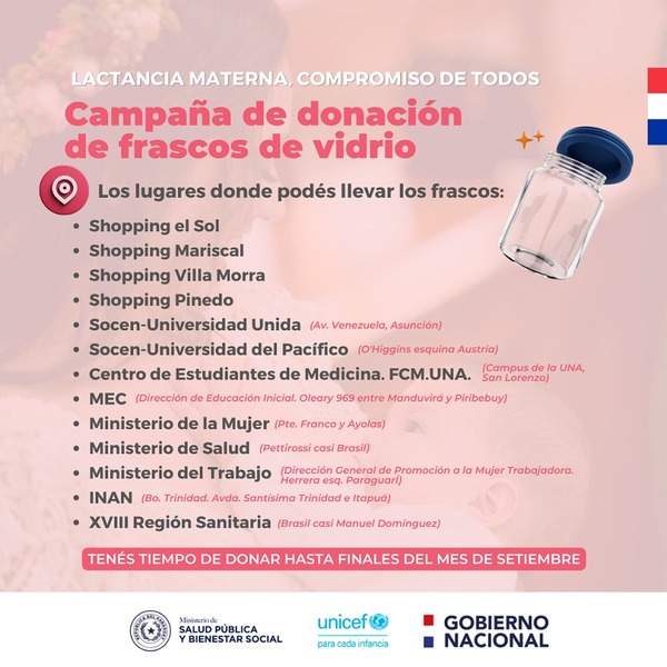 Inicia campaña de recolección de frascos para bancos de leche y centros de lactancia - .::Agencia IP::.