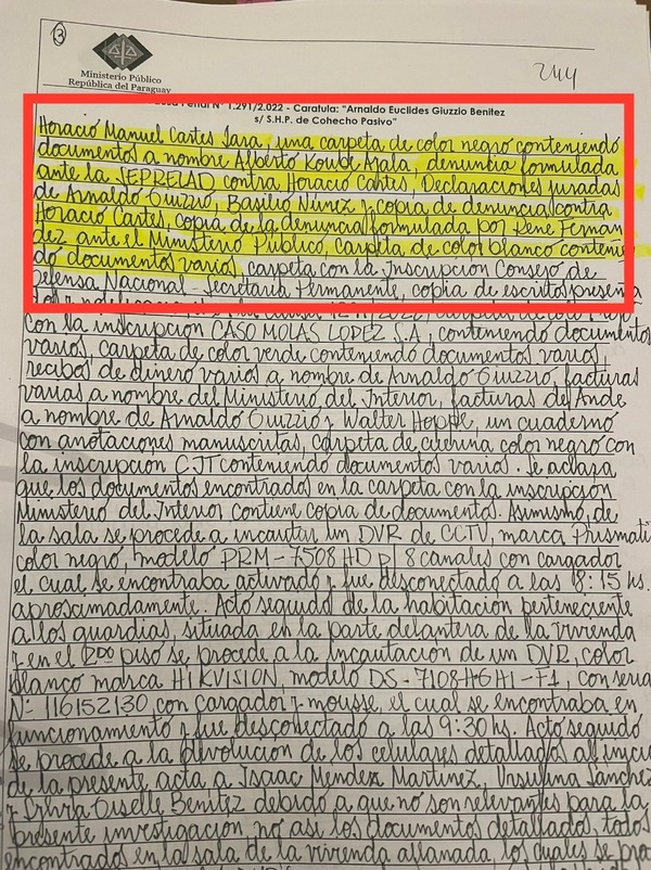 Trascienden documentos incautados a Giuzzio sobre HC y aseguran que estos no tenían que ser extraídos | 1000 Noticias