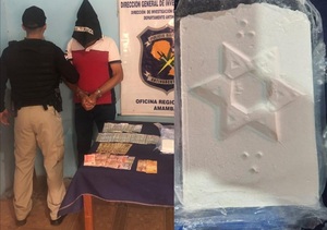 Antinarcóticos incautó casi un kilo de cocaína en Pedro Juan.