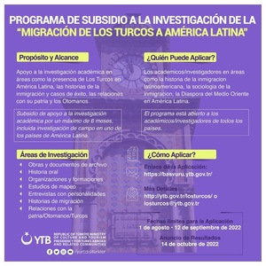 Embajada de Turquía convoca a investigadores para estudio sobre la migración turca a América Latina - .::Agencia IP::.