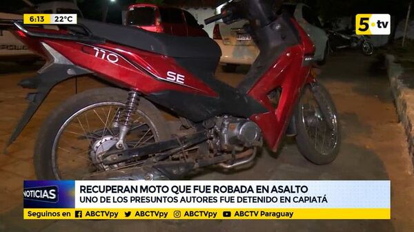 Recuperan moto que fue robada en asalto - ABC Noticias - ABC Color
