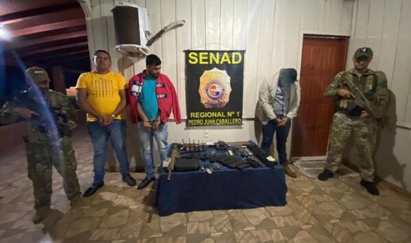 SENAD capturó a grupo de sicarios con potentes armas de fuego en Cerro Corá, Amambay