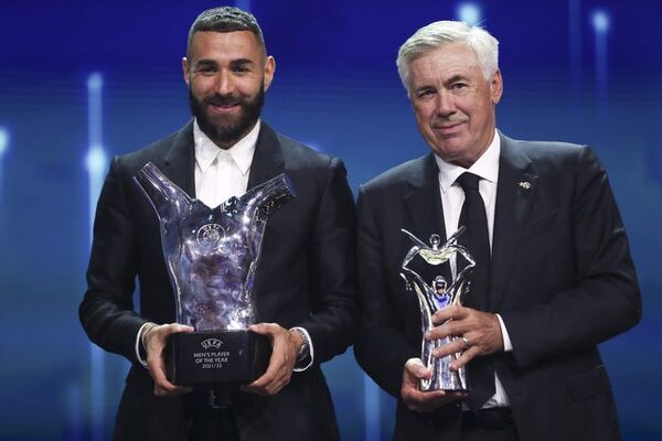 Benzema y Ancelotti, mejor jugador y mejor DT del año de la UEFA  - Fútbol - ABC Color