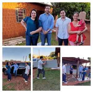 Alejandro Rojas, Zulma Ycassatti y diputado Acevedo, asisten a familias necesitadas de PJC