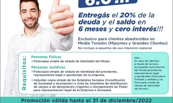 ANDE lanza “Promo 6.0” para que clientes salden deudas