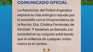 El fútbol argentino repudia el ataque a Cristina Fernández