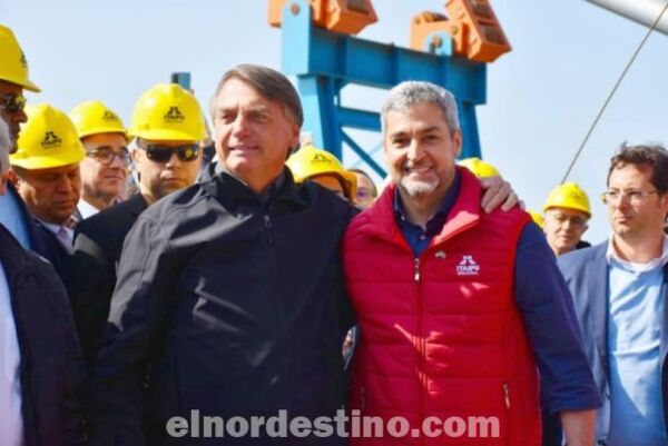 Marito y Bolsonaro visitaron el puente entre Foz do Iguaçu y Presidente Franco, que integrará la llamada Ruta Bioceánica