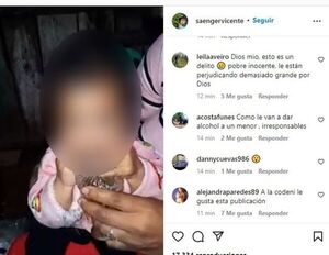 “Jakare” Saenger muestra en Instagram a una bebé tomando alcohol