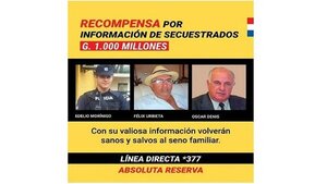 Aumentan monto de recompensa por datos sobre personas secuestradas | Noticias Paraguay