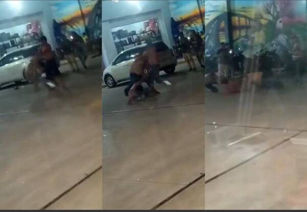 Crónica / [VIDEO] "Pesos pesados" armaron flor de moquete en estación de servicio