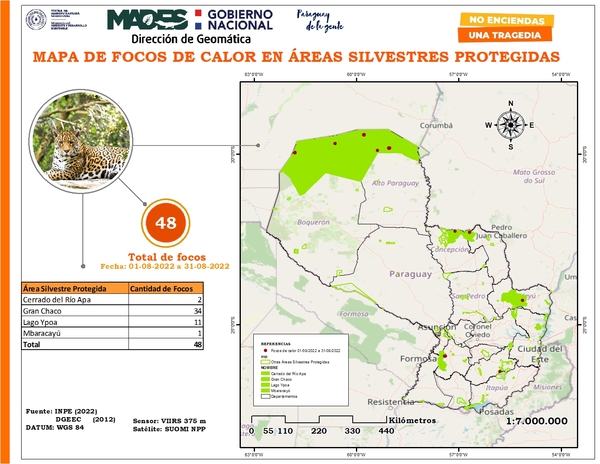 En agosto se detectaron 48 focos de calor en 4 áreas protegidas - .::Agencia IP::.