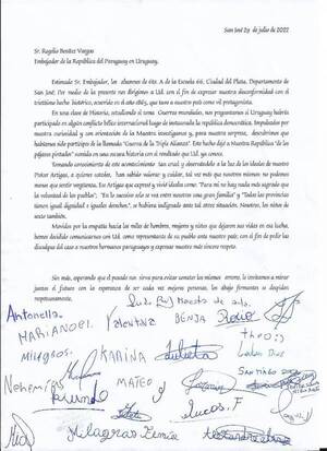Diario HOY | La emotiva carta de escolares uruguayos "al pueblo paraguayo"