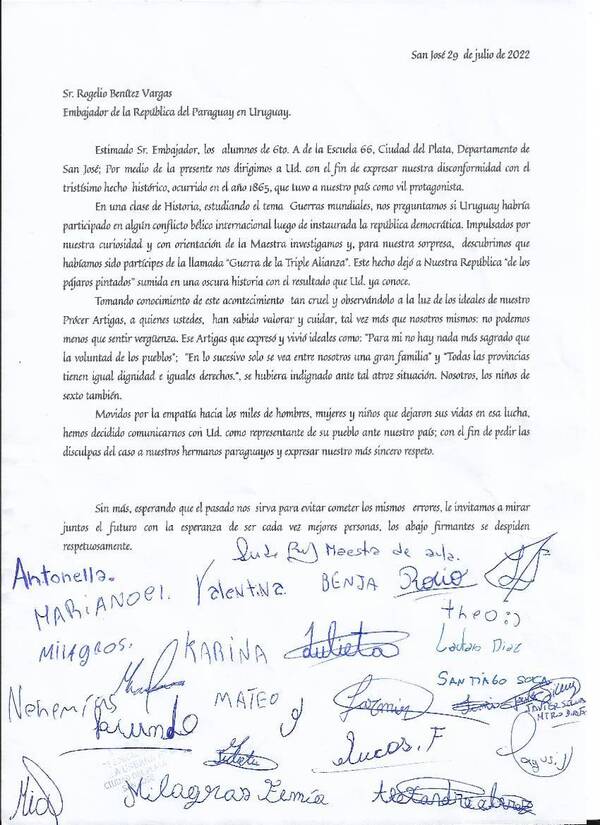 Diario HOY | La emotiva carta de escolares uruguayos "al pueblo paraguayo"