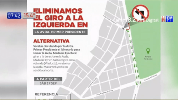 Eliminarán giro a la izquierda sobre Primer Presidente y Madame Lynch | Noticias Paraguay