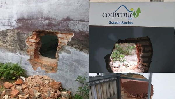 Delincuentes abren boquetes para entrar a robar en una cooperativa en Coronel Oviedo - Noticiero Paraguay