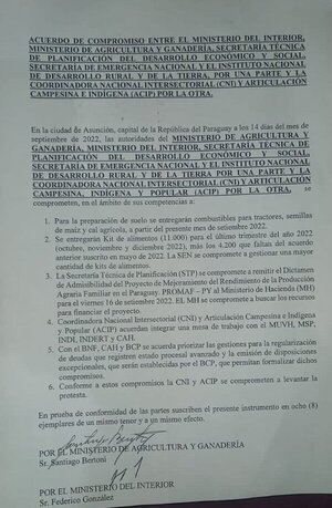 Labriegos abandonarán Asunción luego de llegar a un acuerdo con el Gobierno - El Trueno