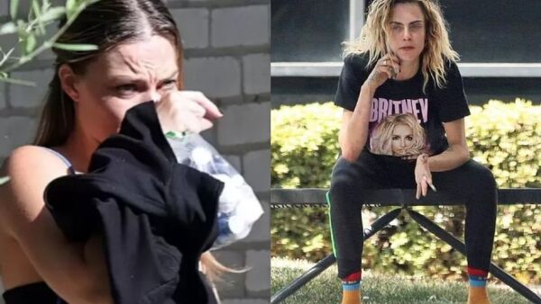 Margot Robbie sale de la casa de Cara Delevingne llorando y con pastillas en mano