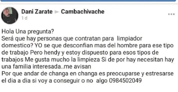 Joven se ofrece como doméstico porque no encuentra laburo - Noticiero Paraguay