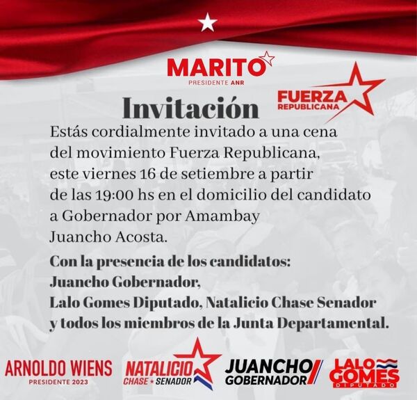 Candidatos del movimiento Fuerza Republicana compartirán una cena comunitaria - Radio Imperio