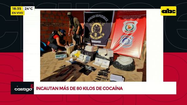 Incautan más de 80 kilos de cocaína  - Crimen y castigo - ABC Color