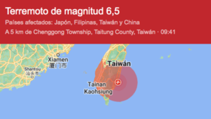 Diario HOY | Un sismo de magnitud 6,6 sacude la costa este de Taiwán