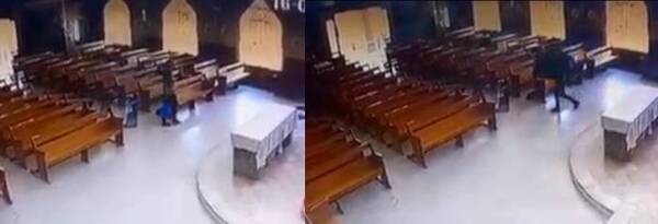 Crónica / [VIDEO] ¡Che dios! Roban cuadro de la Divina Misericordia de una capilla