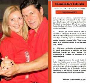 Garilin González consigue apoyo de «hurreros del Indert» para su marido Julio Vega de Pedro Juan