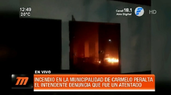 Sospechan de incendio provocado en sede de comuna de Carmelo Peralta
