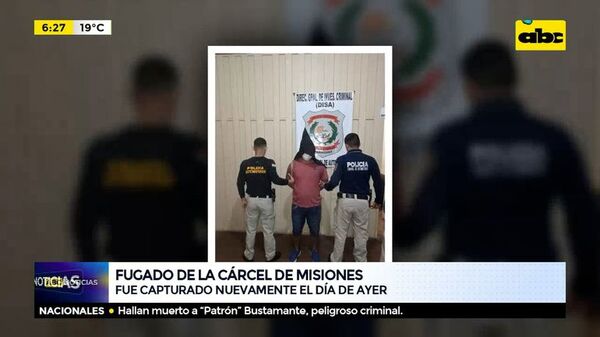 Cayó uno de los fugados de la cárcel de Misiones  - ABC Noticias - ABC Color