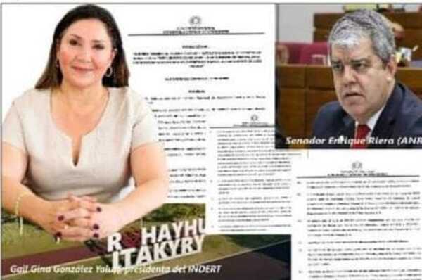 Senador Riera denunció millonario negociado de la pedrojuanina Gail González del INDERT en el distrito de Itakyry