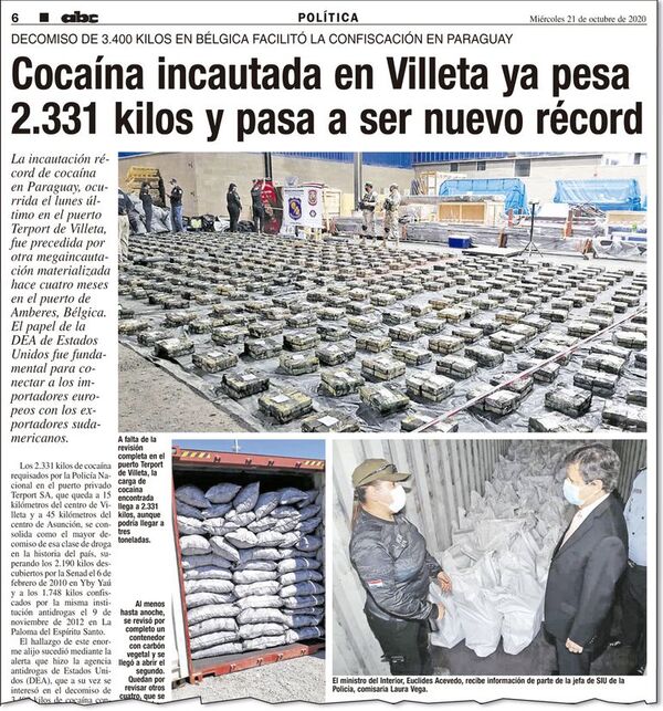 Cartismo acusa al gobierno por aumento del tráfico de cocaína - Política - ABC Color
