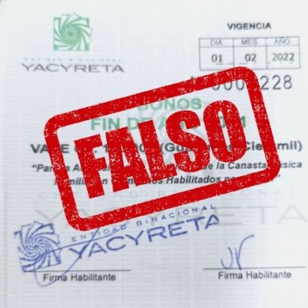 Yacyretá alerta sobre uso de bonos falsos | 1000 Noticias