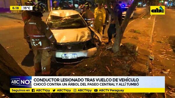 Conductor lesionado tras vuelco de vehículo - ABC Noticias - ABC Color
