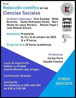 Invitan a participar de curso de redacción científica en las Ciencias Sociales - .::Agencia IP::.