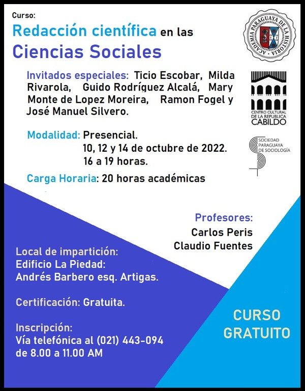 Invitan a participar de curso de redacción científica en las Ciencias Sociales - .::Agencia IP::.