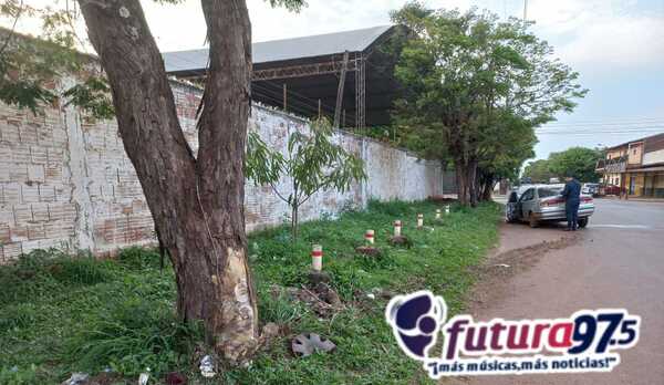 Joven abandonó su vehículo tras chocar contra un árbol