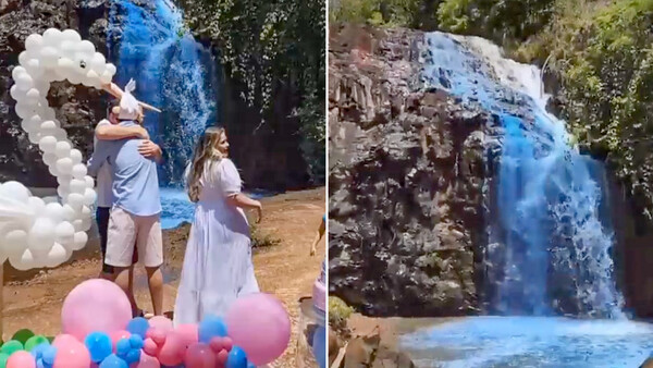 Diario HOY | Pareja causa indignación en Brasil tras pintar de azul una cascada para revelar el sexo del bebé