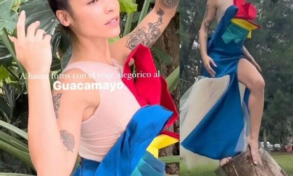 Critican traje alegórico de Miss tierra en medio de desorganización total: “Parece trabajo práctico de niño de jardin”