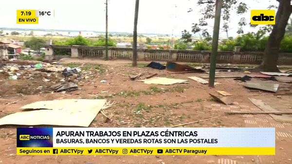 Apuran los trabajos en plazas céntricas  - ABC Noticias - ABC Color