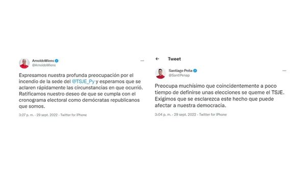 Incendio TSJE: Precandidatos y partidos se pronuncian y piden esclarecer el hecho - Nacionales - ABC Color