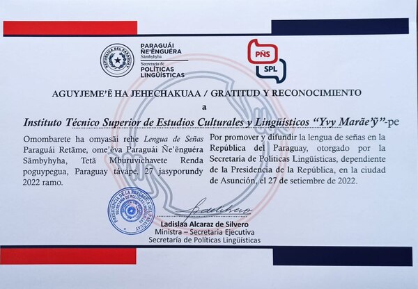 Instituto Yvy Marãe’ỹ recibió reconocimiento » San Lorenzo PY