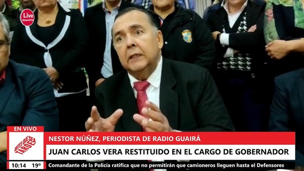 Gobernador de Guairá fue restituido en su cargo - Megacadena — Últimas Noticias de Paraguay