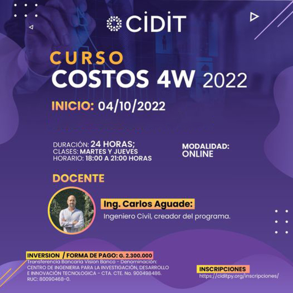 Organizan curso sobre el programa Costos 4W 2022