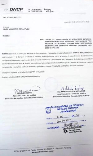 DNCP anula contratación para provisión del almuerzo escolar en Caapucú - Nacionales - ABC Color
