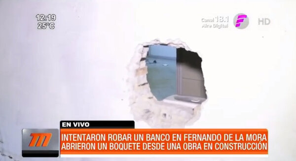 Abrieron un boquete desde una obra para intentar robar un banco - Paraguaype.com