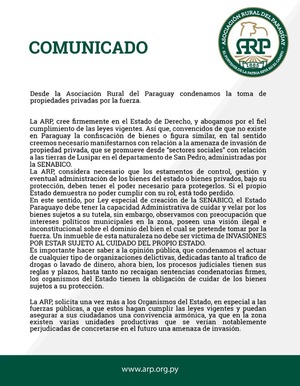 La ARP condena posible invasión de propiedades administradas por el Estado - ADN Digital