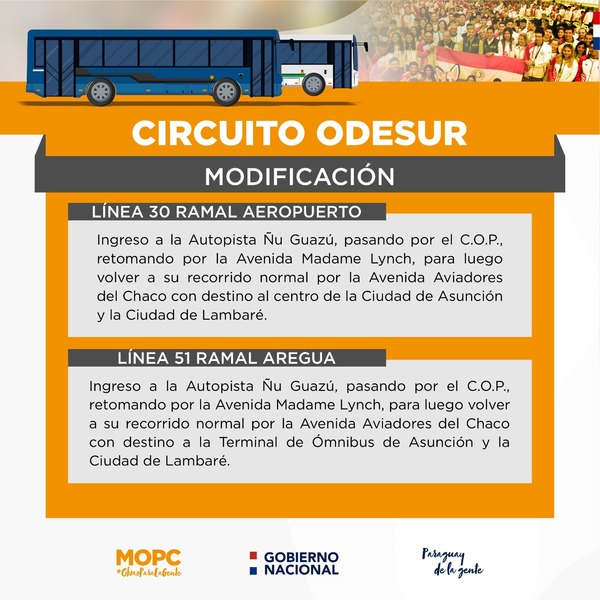 Diario HOY | Modifican itinerarios de dos empresas para cubrir “Circuito Odesur"