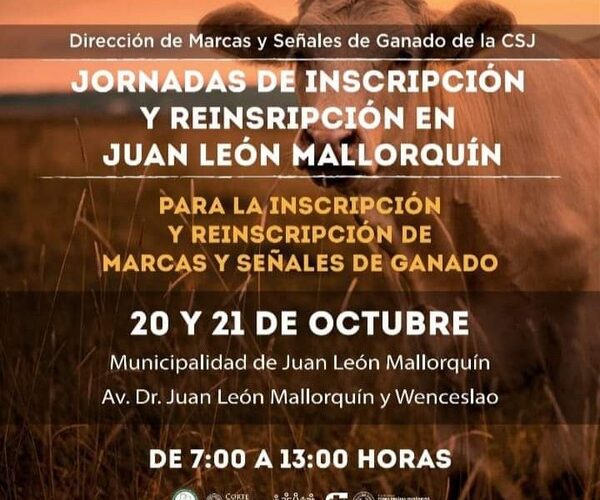 Realizarán jornada de inscripción y reinscripción de marcas y señales de ganado